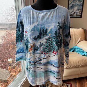 Christmas theme mid -sleeve T-shirt. Size M